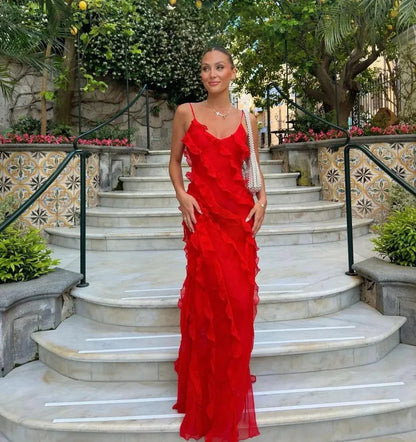 Nerina | Women’s Ruffled Chiffon Maxi Dress