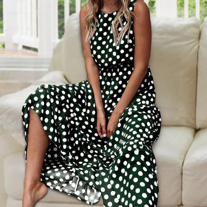 Mabel | Women’s Polka Dot Sleeveless Maxi Dress