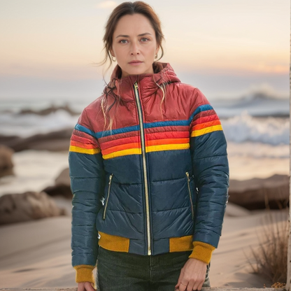 Cleo | Women’s Retro Color Block Puffer Jacket