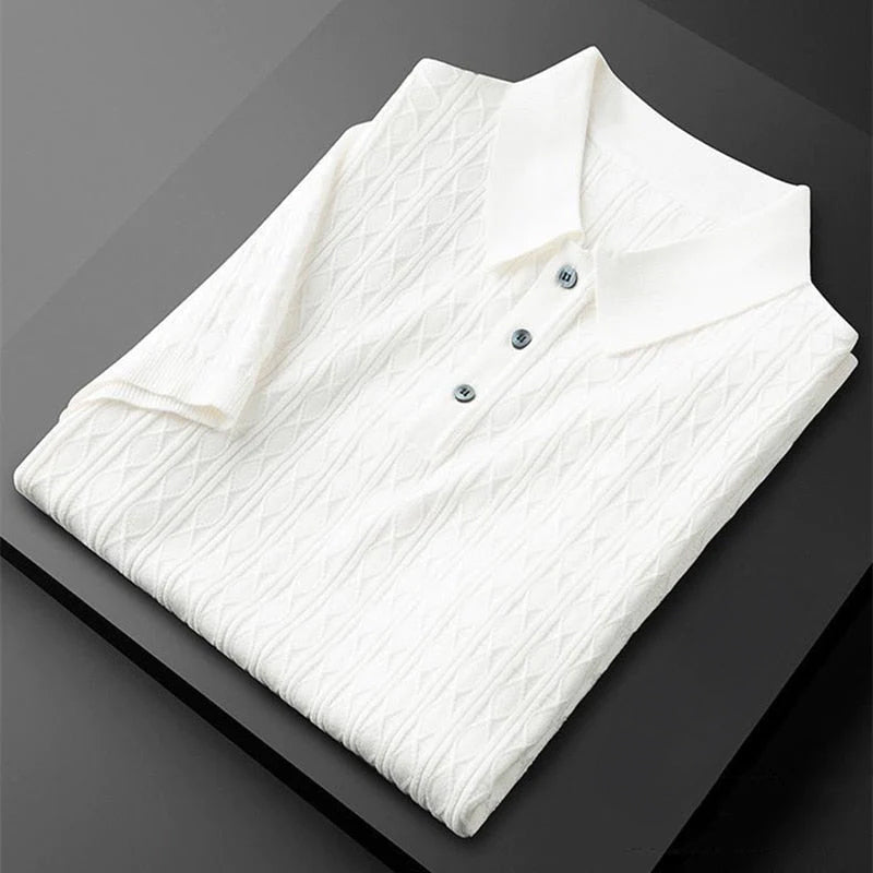 Jonathan | Men’s Elegance Diamond-Knit Polo Shirt