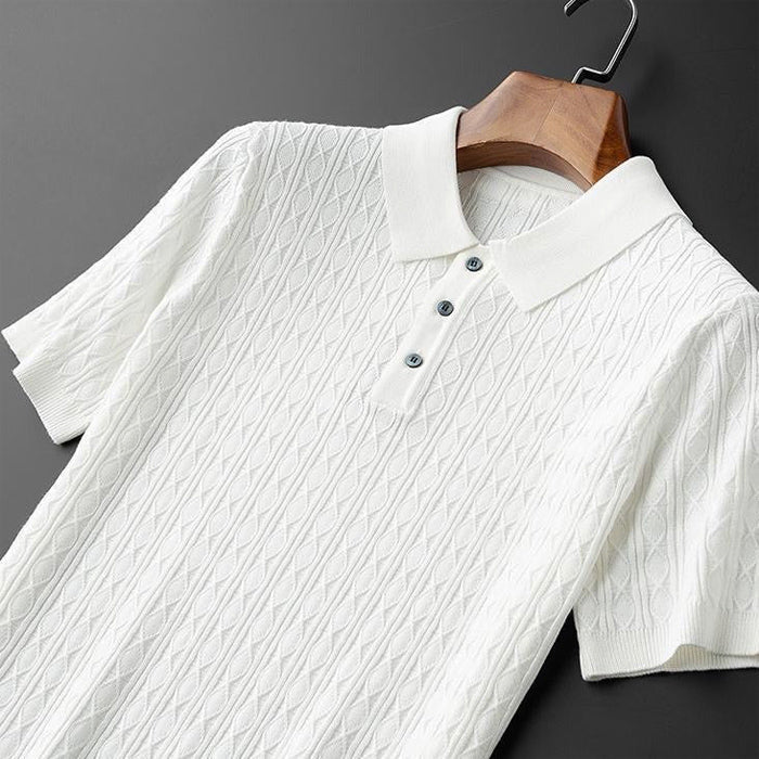 Jonathan | Men’s Elegance Diamond-Knit Polo Shirt