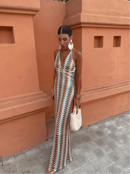 Marisela | Women’s Crochet Halterneck Maxi Dress