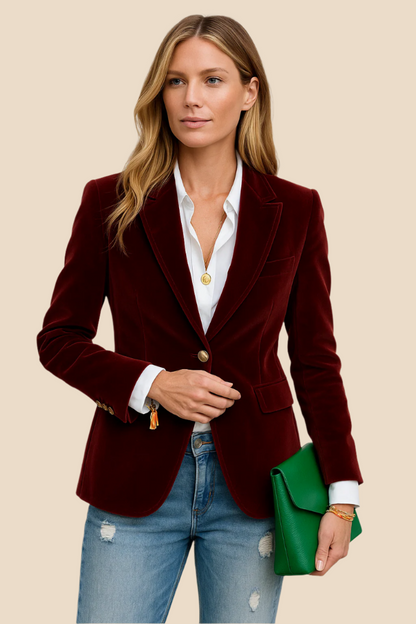 Emerald Grace | Women’s Velvet Blazer