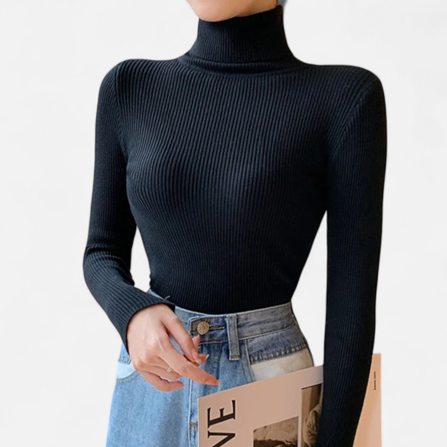 Jovetta | Women’s Ribbed Fold-Over Turtleneck Sweater