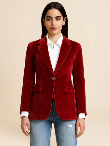 Gabriella | Velvet Blazer with Gold Button Accents