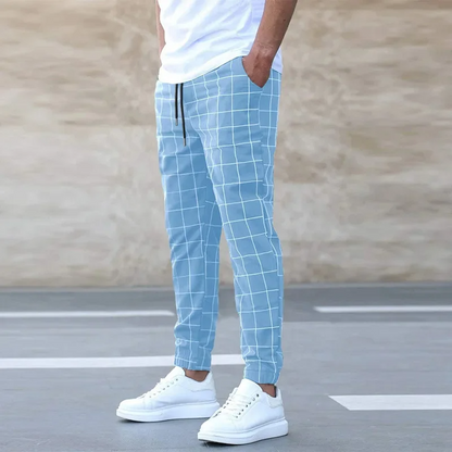 Caldren | Men’s Checkered Cotton-Blend Joggers