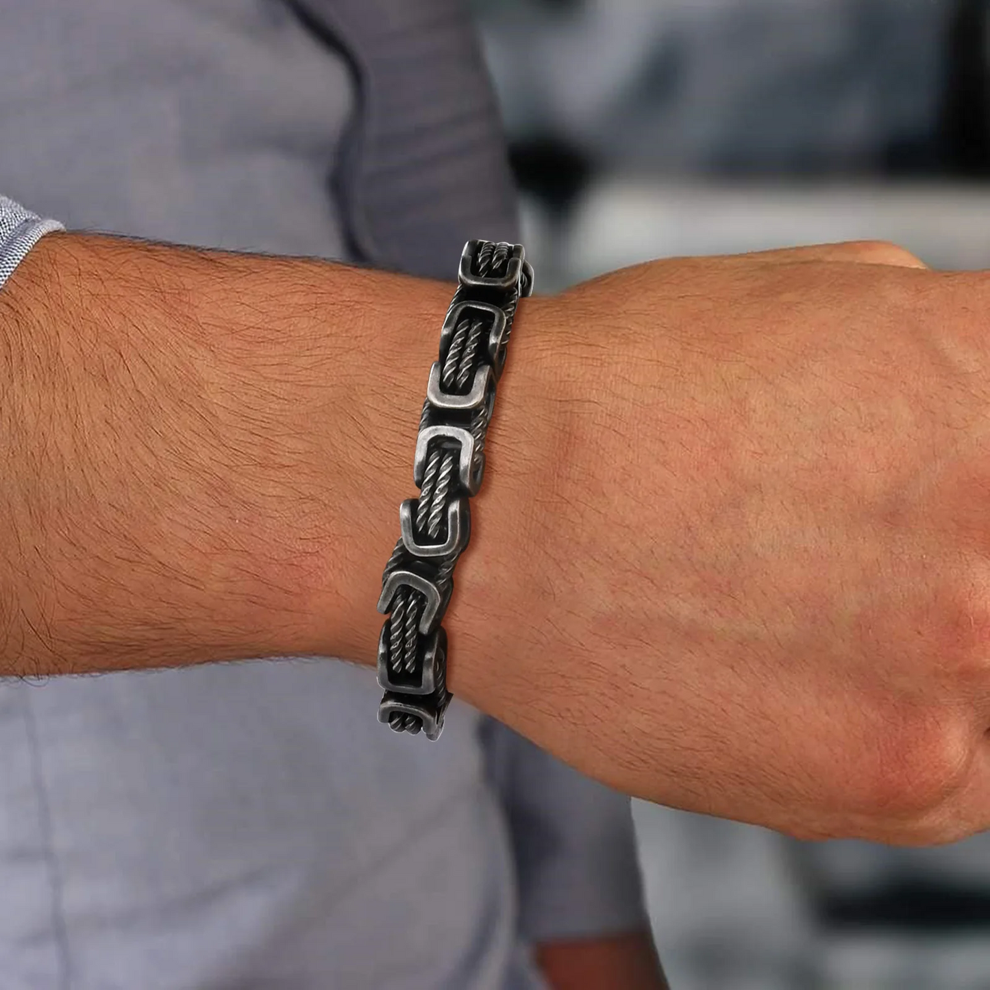 Oxmar | Men’s Woven-Core Stainless Steel Bracelet