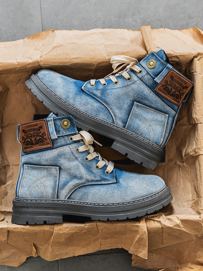 Weylan | Men’s Washed Denim High-Cut Boots