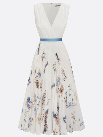 Amara | Women’s Sleeveless Midi Dress with Pleated Skirt