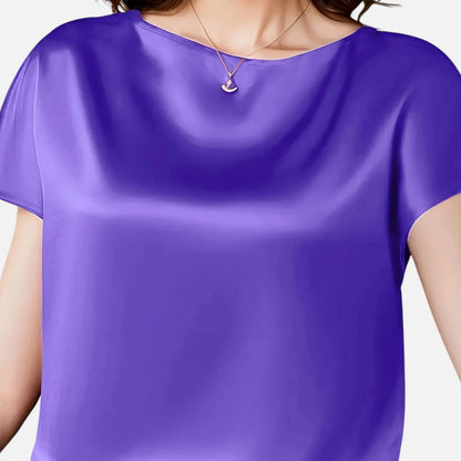 Quelloria | Women’s Satin Blouse – Short Sleeve Classic