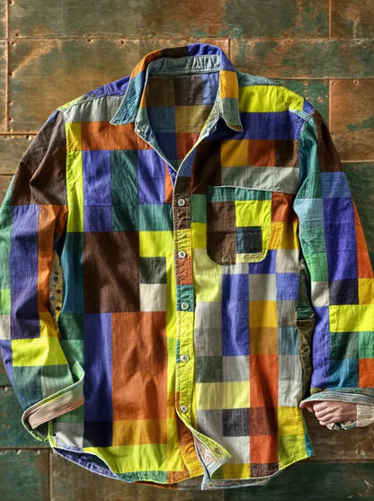 Richard | Men’s Long Sleeve Patchwork Shirt