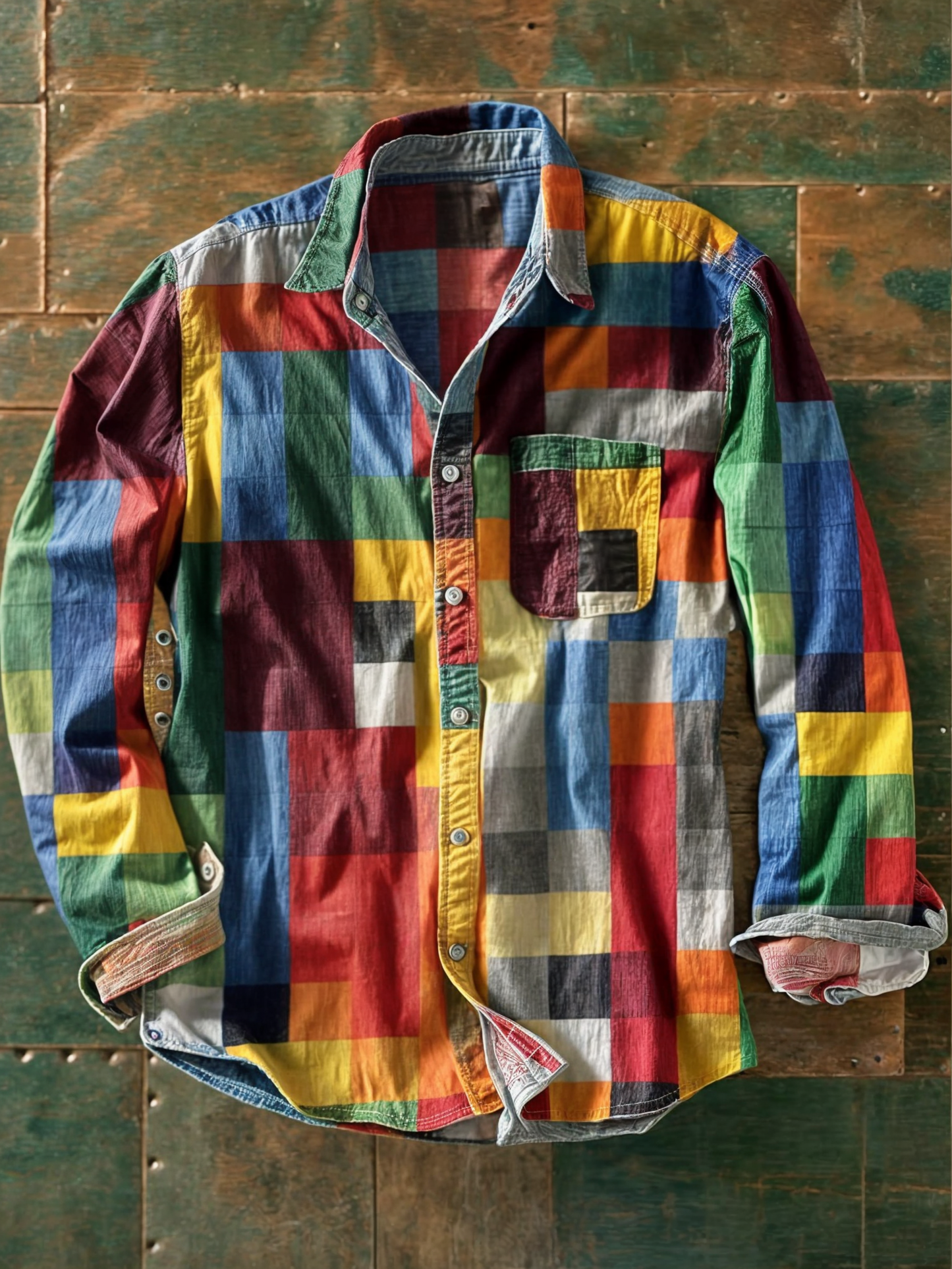 Richard | Men’s Long Sleeve Patchwork Shirt
