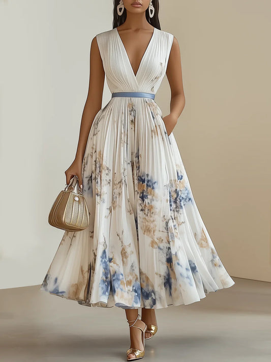 Amara | Women’s Sleeveless Midi Dress with Pleated Skirt