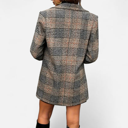 Quessina | Women’s Classic Coat – Houndstooth Timeless Sophistication