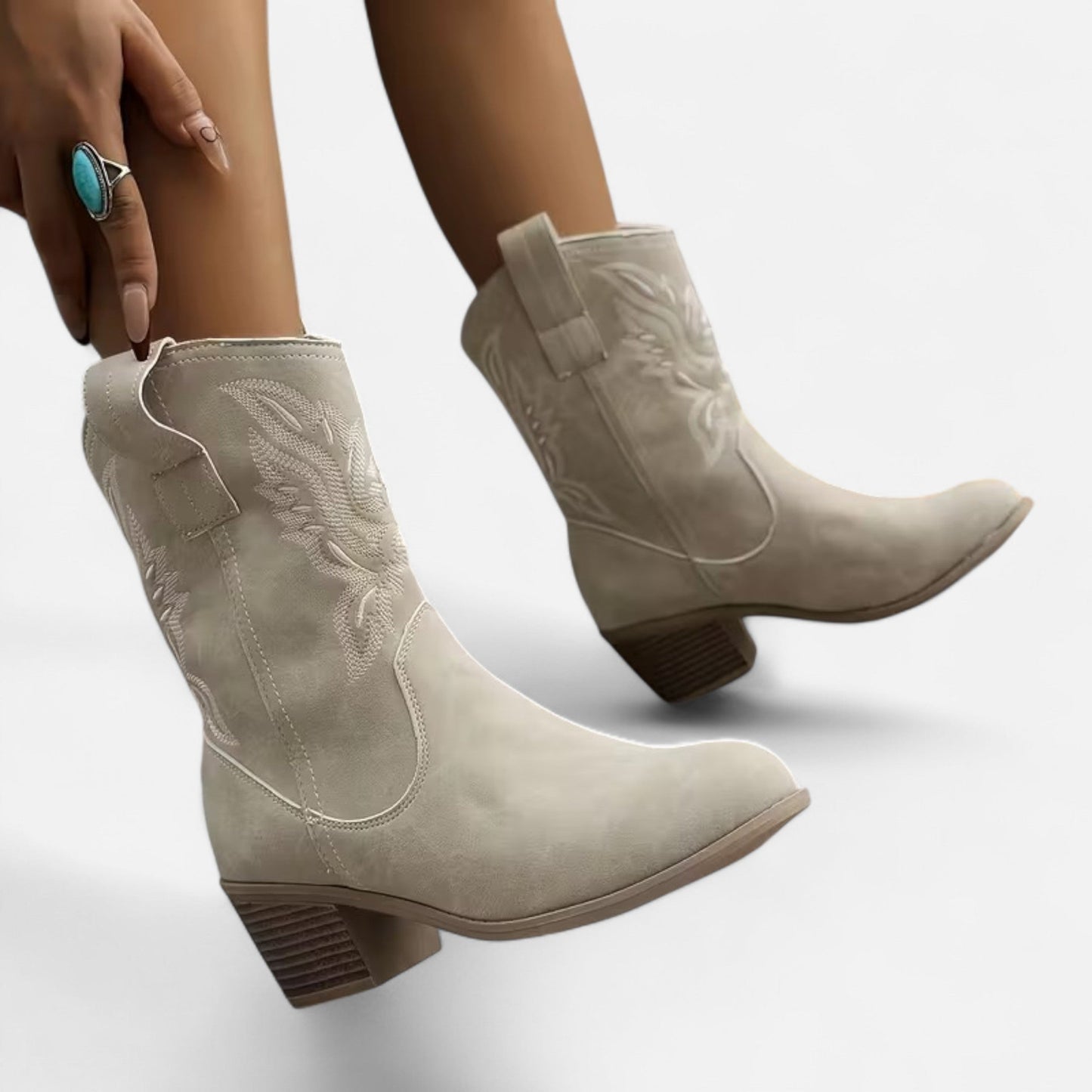 Quarelle | Women’s Suede Cowboy Boots – Vintage Chunky Heel