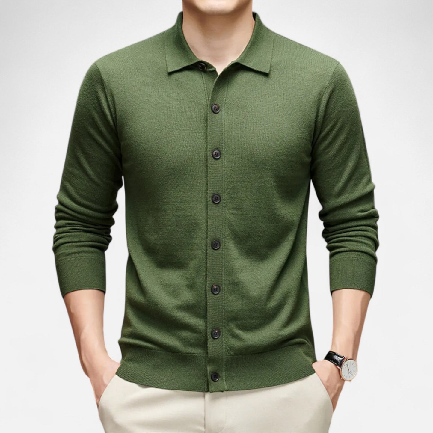 Rheomar | Men’s Fine Worsted Wool Button-Up Sweater