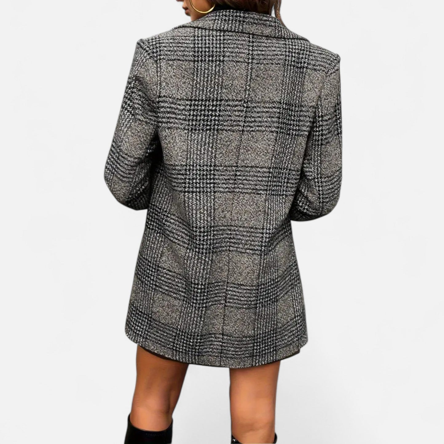 Quessina | Women’s Classic Coat – Houndstooth Timeless Sophistication