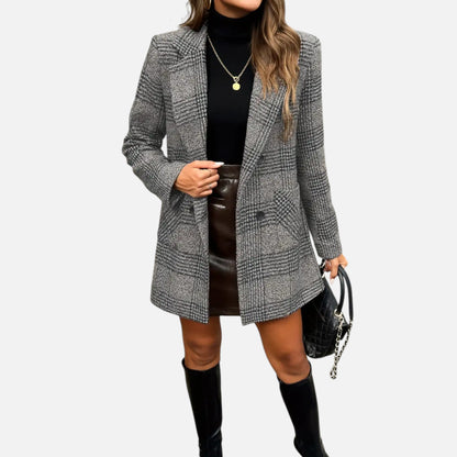 Quessina | Women’s Classic Coat – Houndstooth Timeless Sophistication