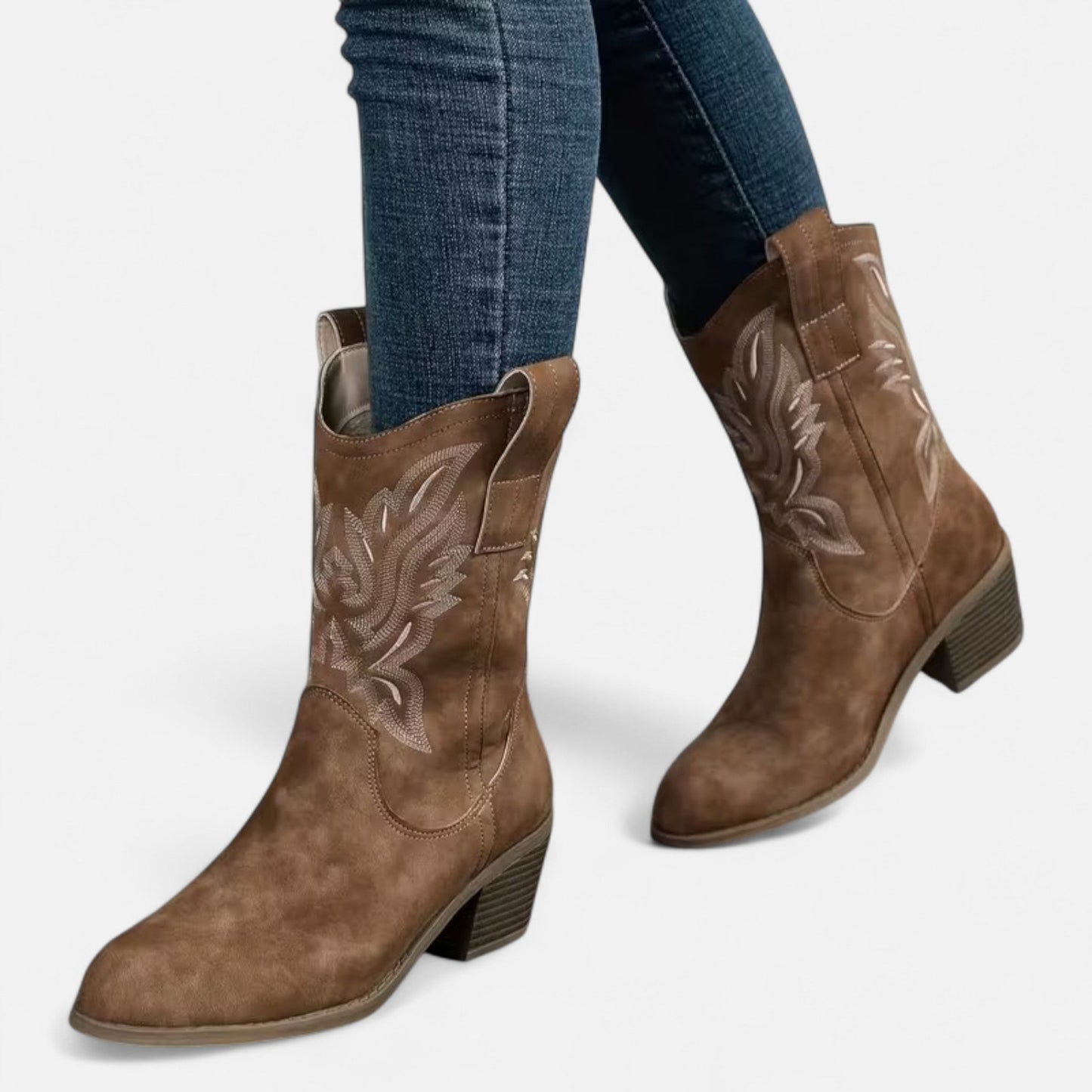 Quarelle | Women’s Suede Cowboy Boots – Vintage Chunky Heel