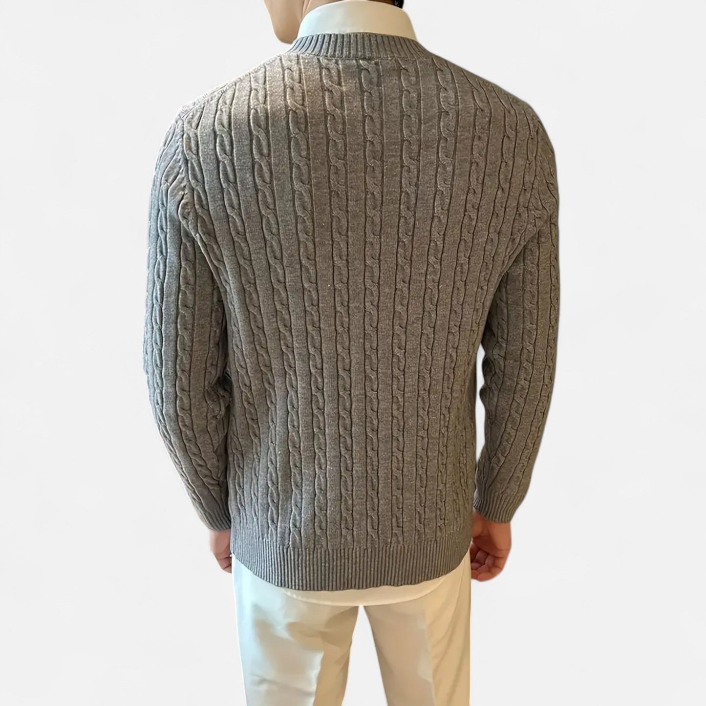 Ruvain | Men’s Cable-Knit Crew Sweater