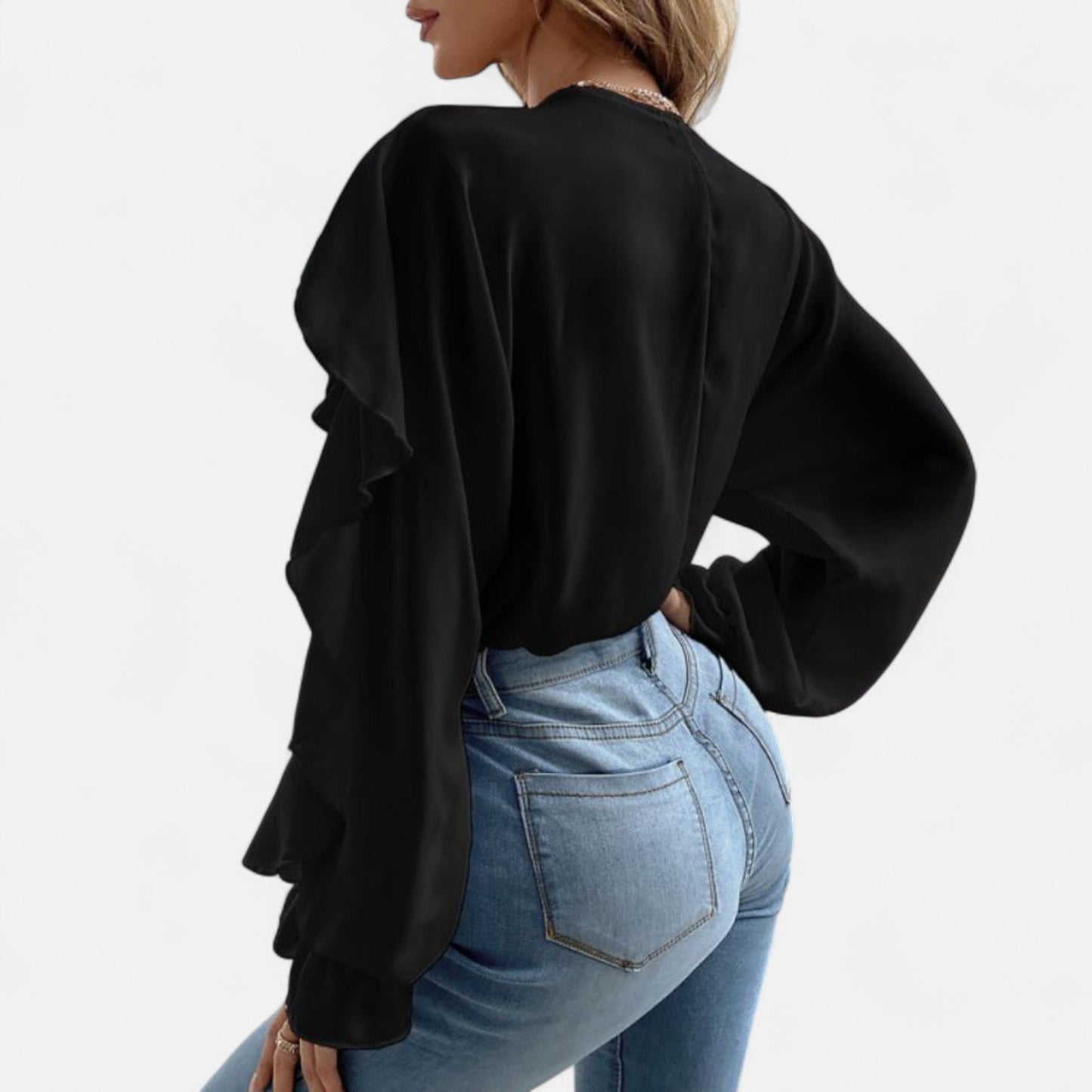 Javienne | Women’s V-Neck Ruffle Top – Elegant Flounce Style