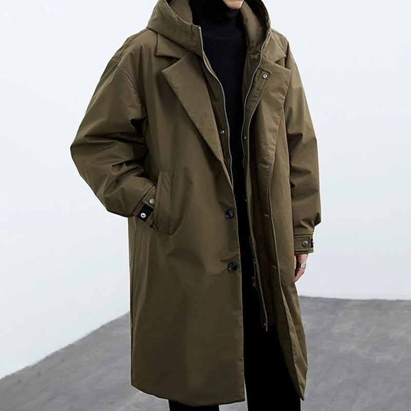 Zayden | Men’s Waterproof Long Puffer Trench Coat