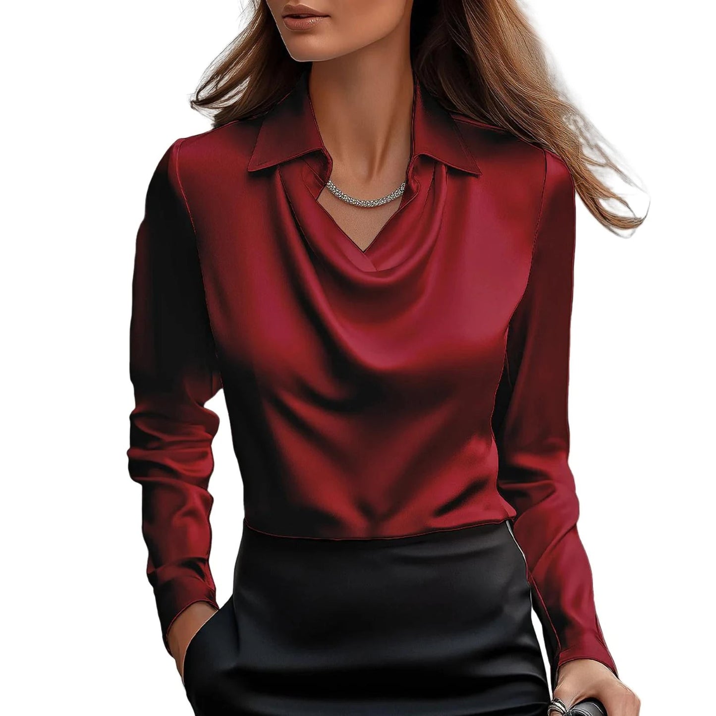 Cynara | Women’s Silk-Cotton Cowl Neck Satin Top