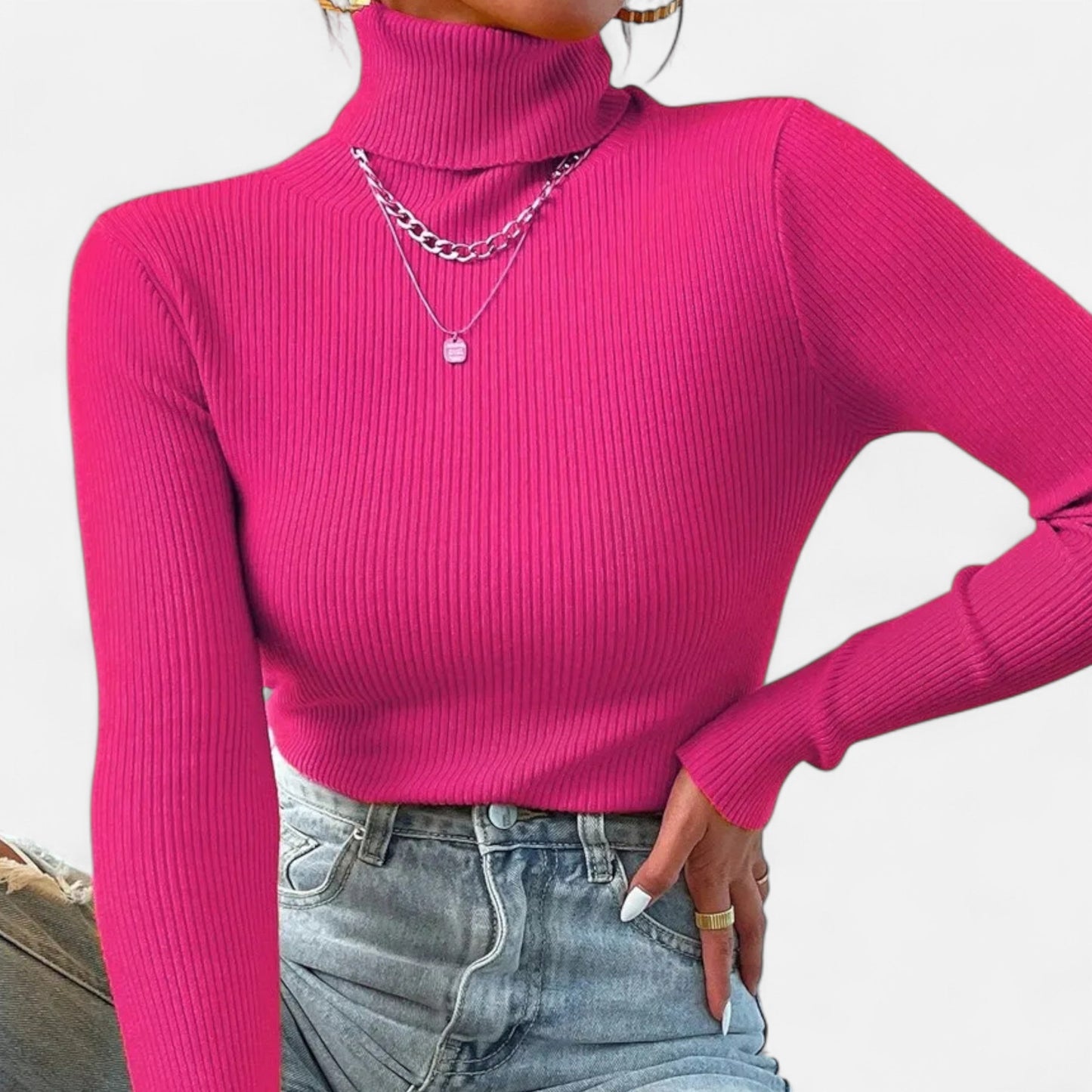 Jovetta | Women’s Ribbed Fold-Over Turtleneck Sweater