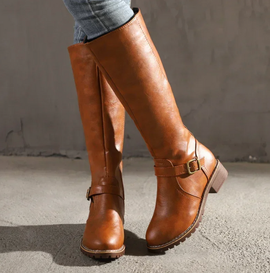 Noa | Women’s Knee High Buckle Strap Boots