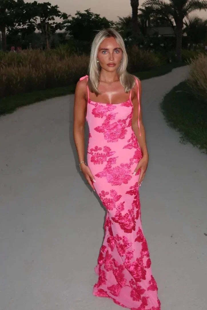 Trudy | Women’s Pink Floral Maxi Dress