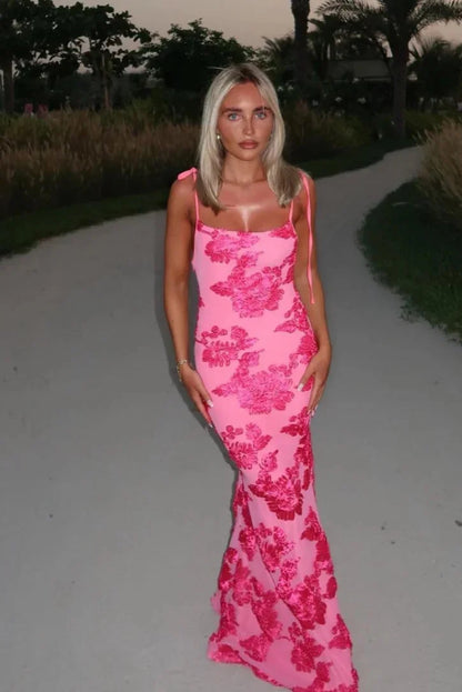 Trudy | Women’s Pink Floral Maxi Dress