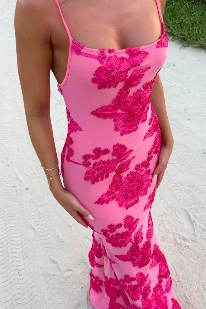 Trudy | Women’s Pink Floral Maxi Dress