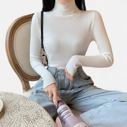 Jovetta | Women’s Ribbed Fold-Over Turtleneck Sweater